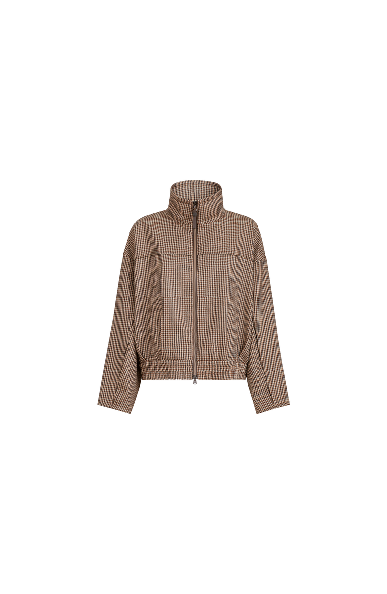 Brunello Cucinelli Sparkling houndstooth outerwear jacket, Alternate, color, Brown
