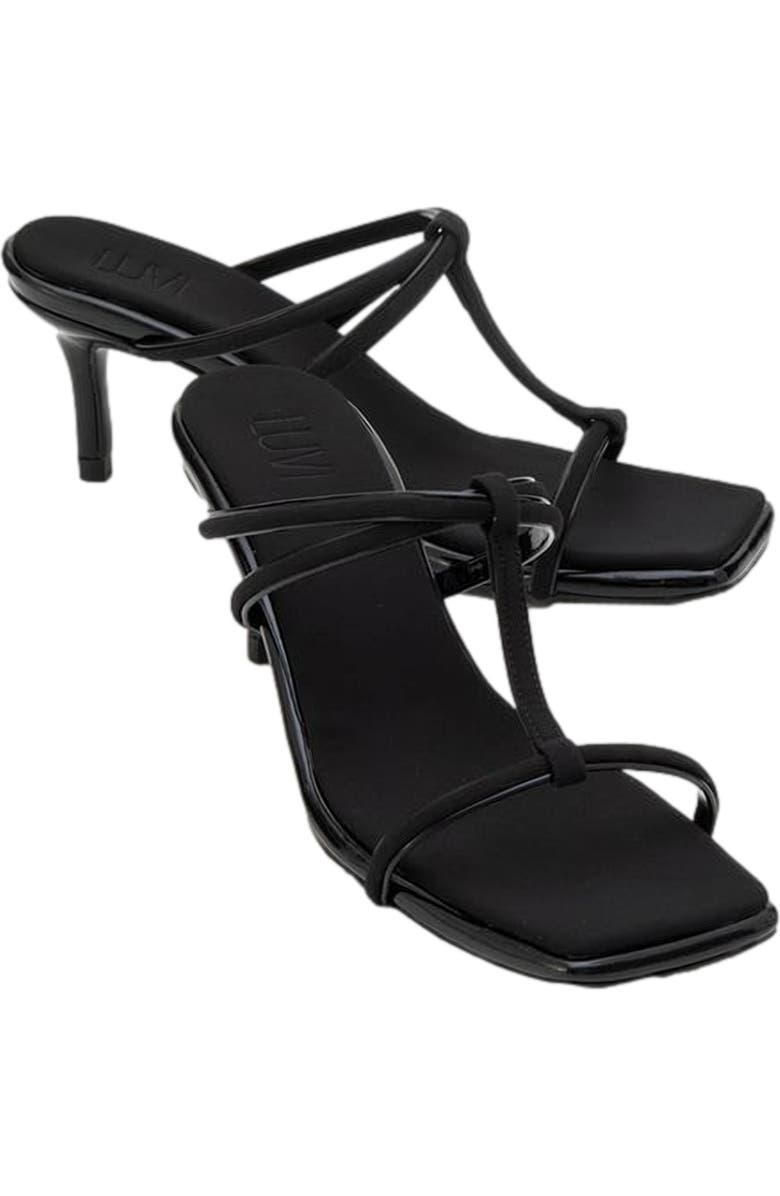 Prologue Shoes Mocha Strap Heel Sandal, Main, color, Black Faux Leather