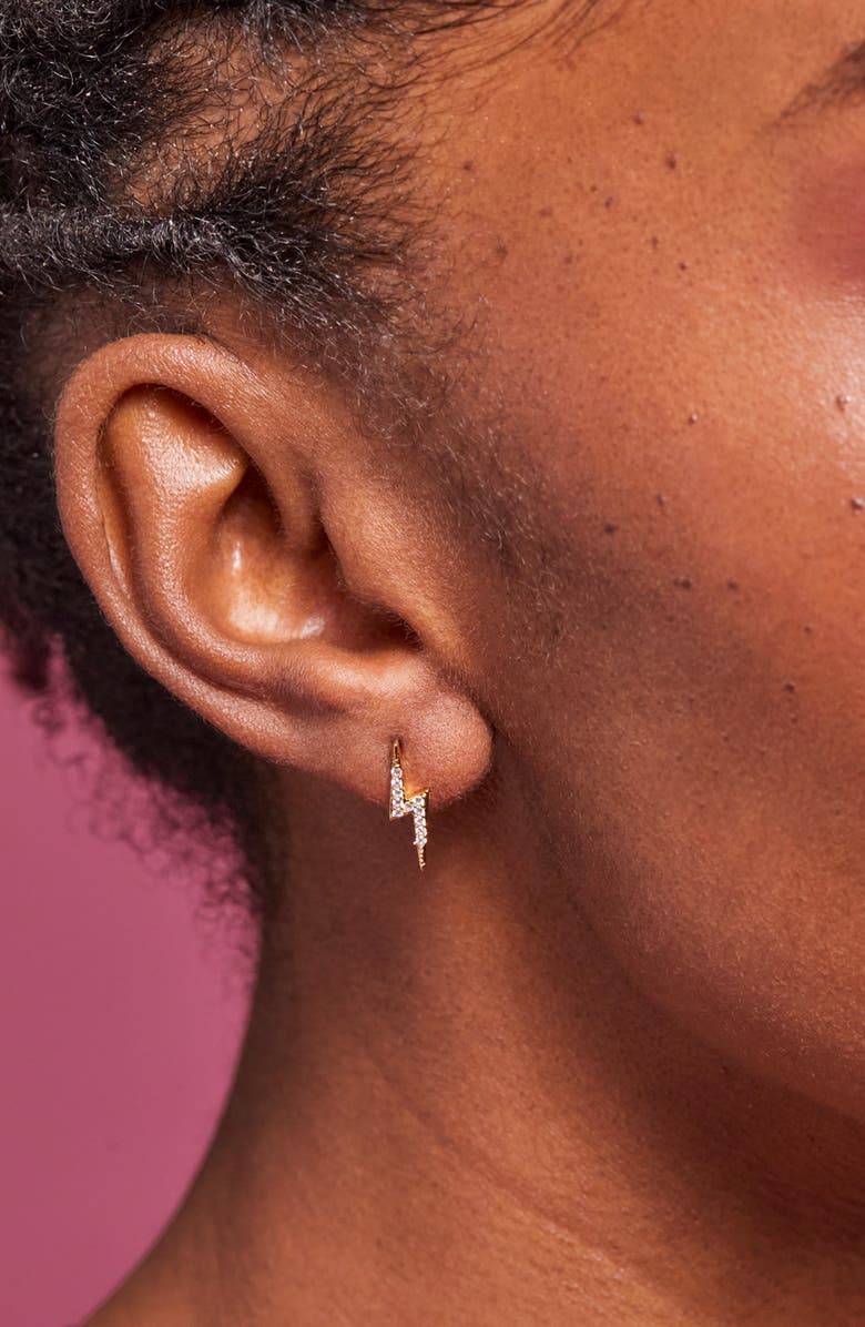 Estella Bartlett Lightning Bolt Cubic Zirconia Stud Earrings, Alternate, color, Gold