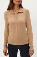 Michael Stars Issa Long Sleeve Snap Placket Polo