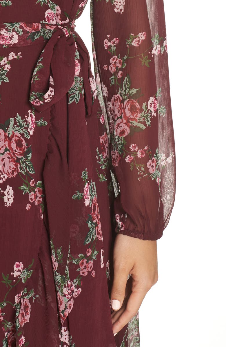 WAYF Meryl Long Sleeve Wrap High-Low Cocktail Dress, Alternate, color, 