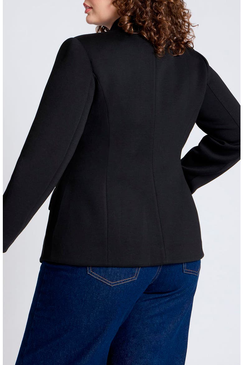 Button Detail Hourglass Bonded Scuba Knit Blazer, Alternate, color, BLACK