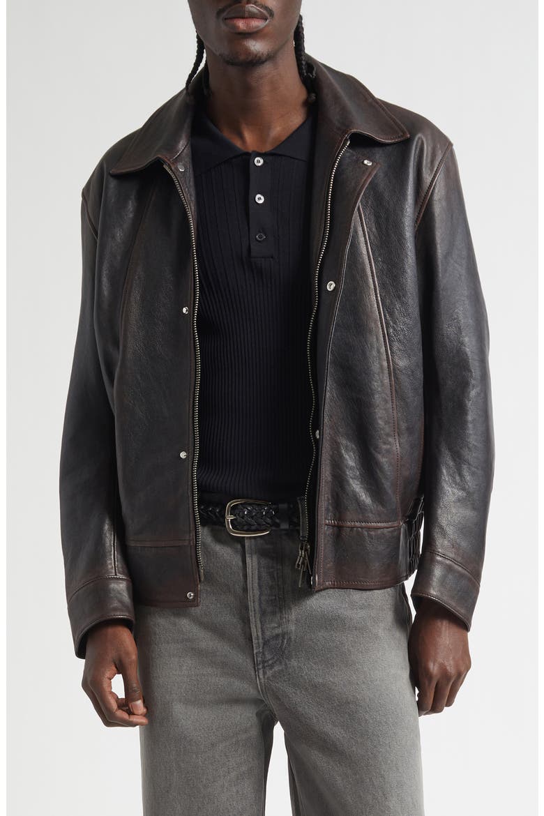 Journey Leather Bomber Jacket, Main, color, PORT ROYALE