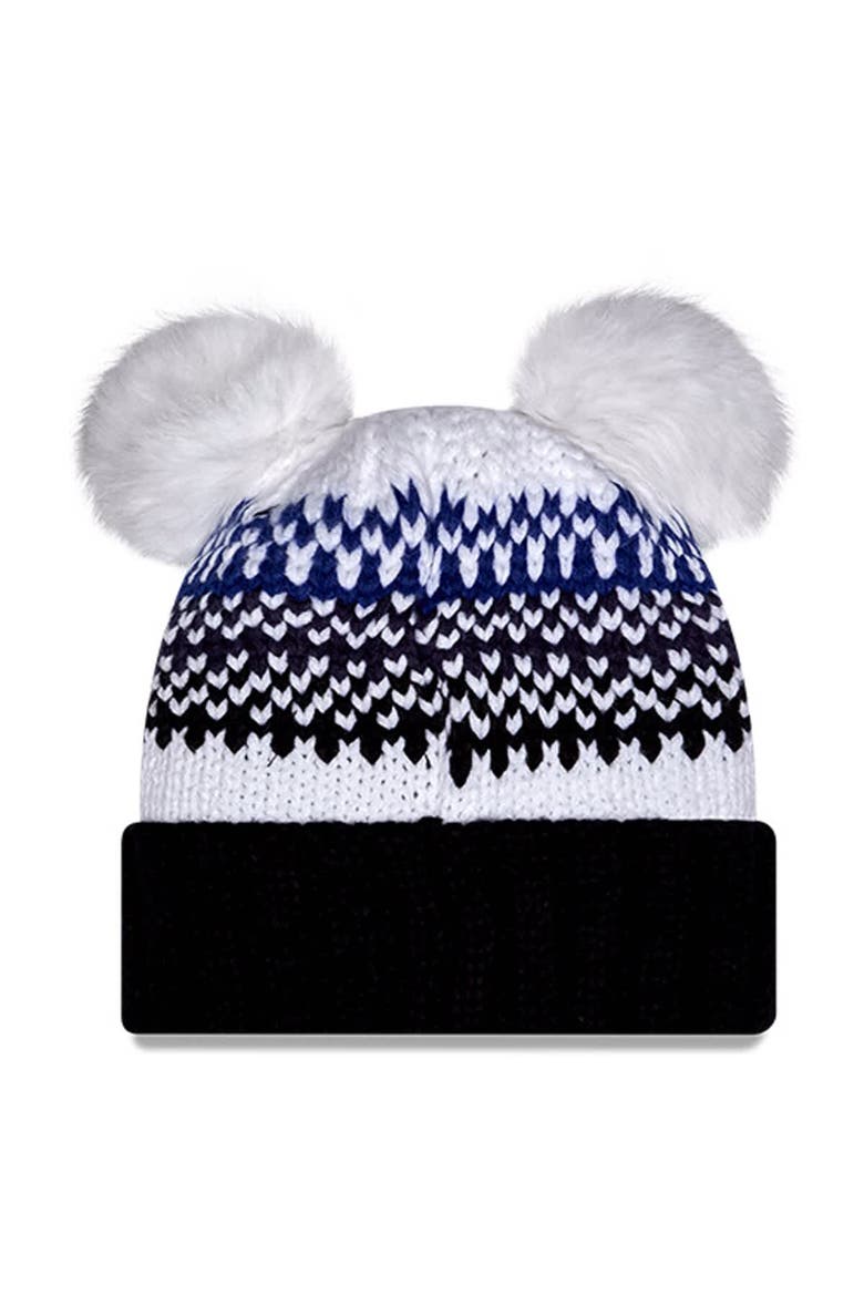 Women's New Era  Navy West Virginia Mountaineers Double Pom & Print Cuffed Knit Hat, Alternate, color, Navy