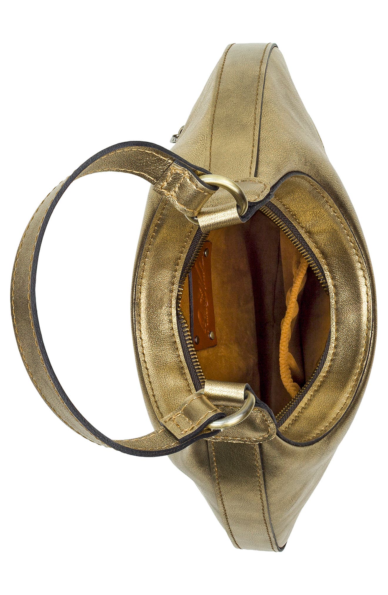 Patricia Nash Coco Crescent Shoulder Bag, Alternate, color, Antique Gold