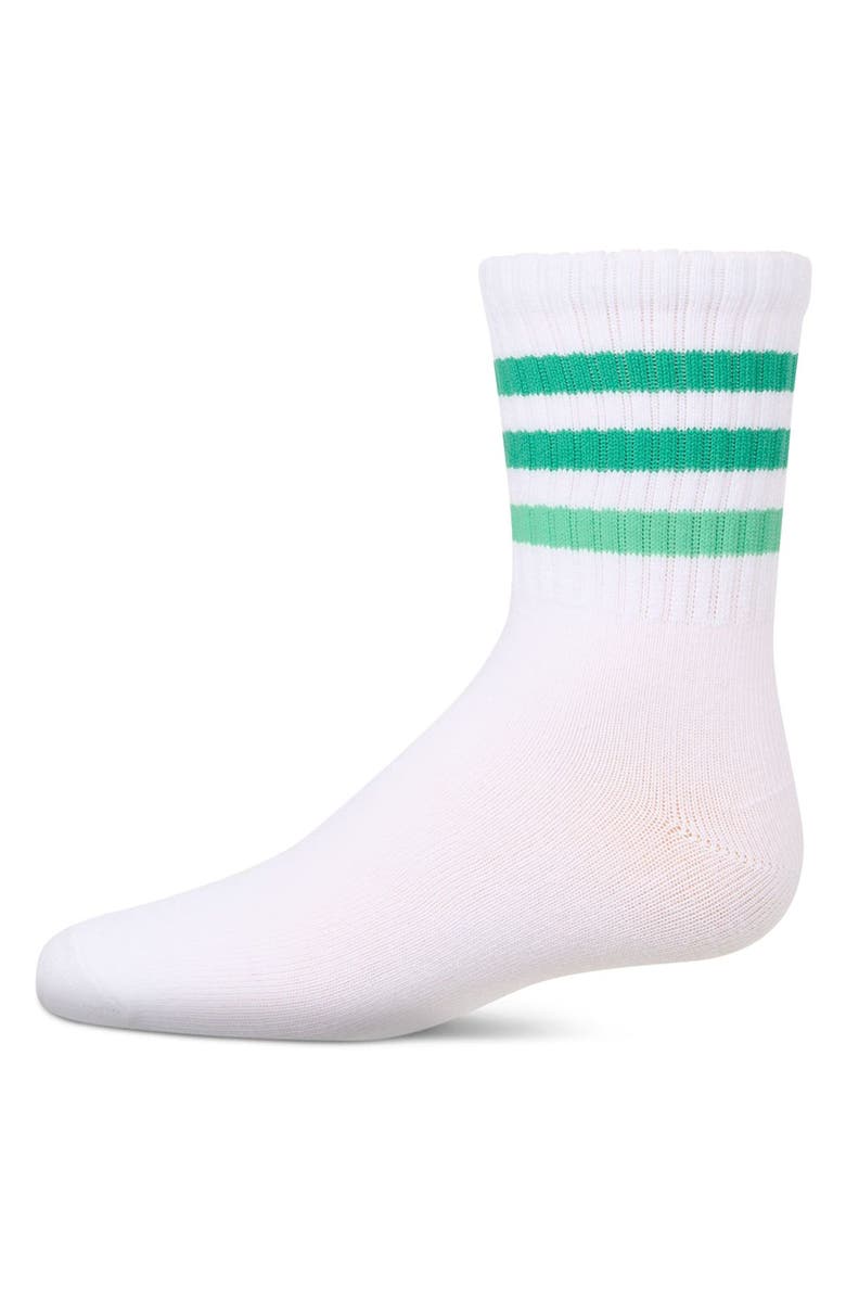 MeMoi Two Tone Varsity Stripe Crew Socks, Main, color, Green