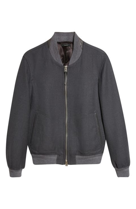 Two-Way Zip Lightweight Wool & Silk Bomber Jacket
