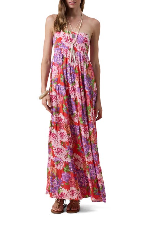 Strapless Open Back Maxi Dress