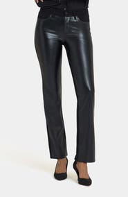 NYDJ Marilyn Straight Leg Mixed Media Faux Leather Pants
