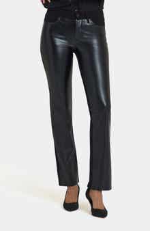 NYDJ Marilyn Straight Leg Mixed Media Faux Leather Pants