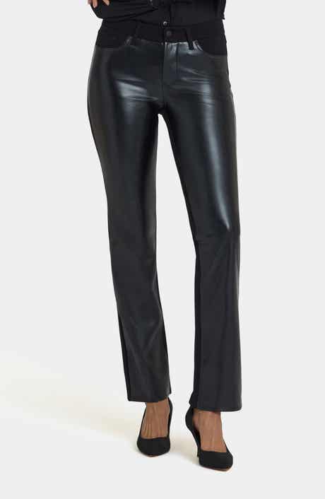 NYDJ Marilyn Straight Leg Mixed Media Faux Leather Pants