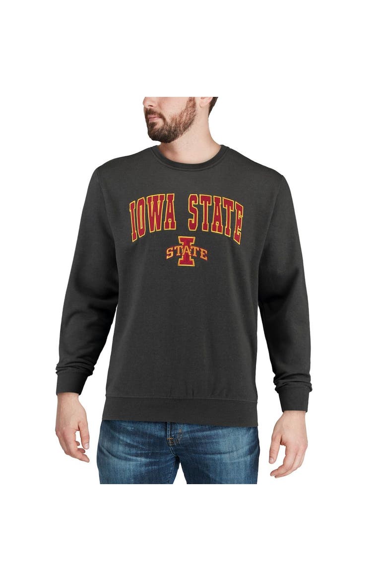 Men's Colosseum Charcoal Iowa State Cyclones Arch & Logo Crew Neck Sweatshirt, Alternate, color, Charcoal