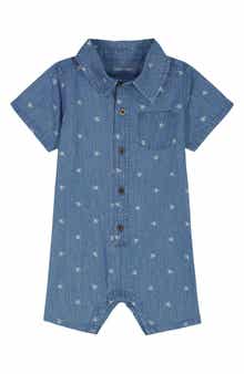 Calvin Klein Logo Embroidered Denim Romper