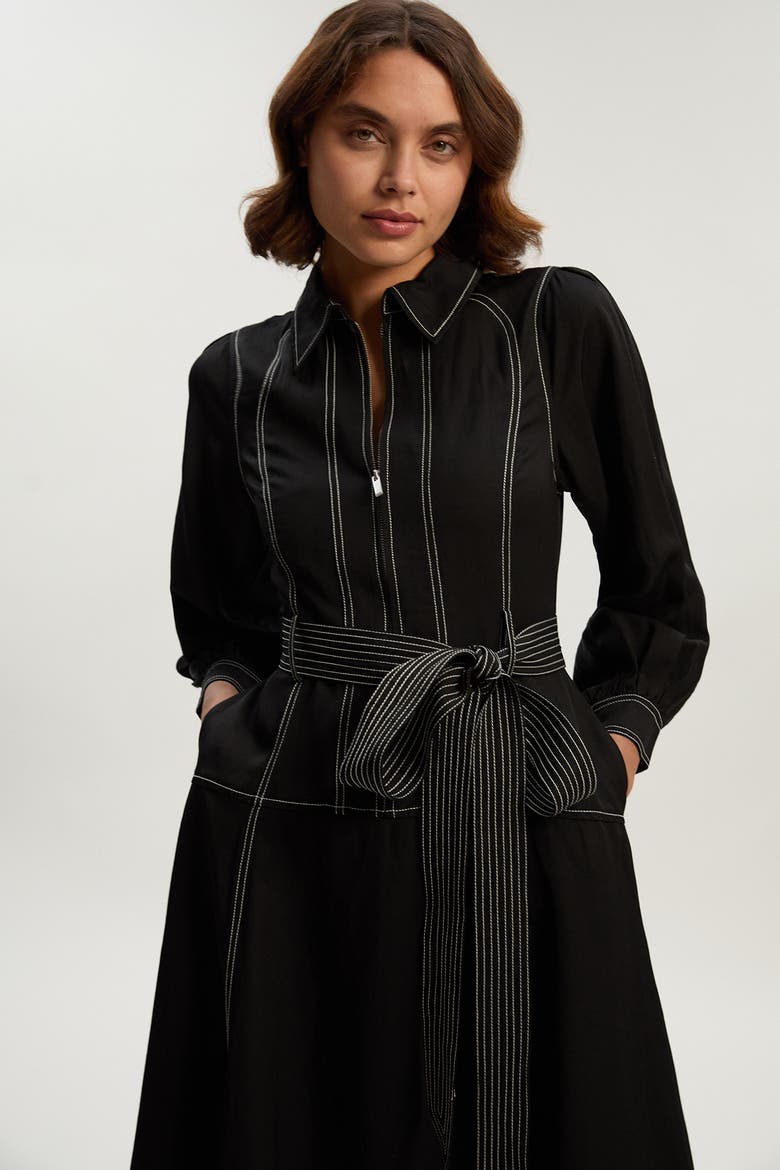 Twill Maxi Dress, Alternate, color, Black