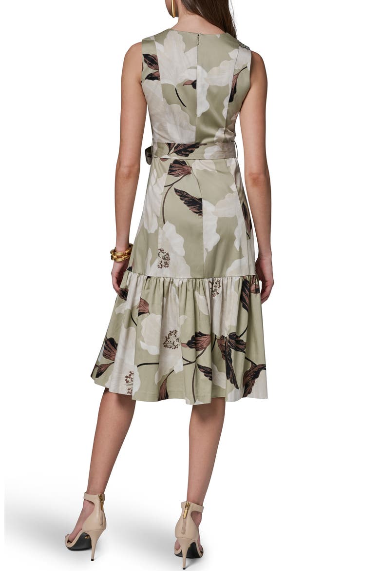 Floral Print Faux Wrap Midi Dress, Alternate, color, AGAVE MULT