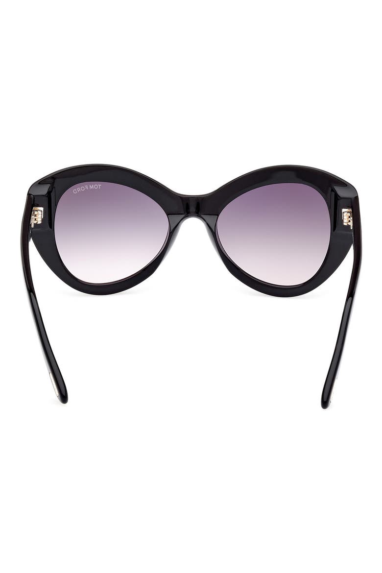 Guinivere 52mm Round Sunglasses, Alternate, color, SHINY BLACK / GRADIENT SMOKE