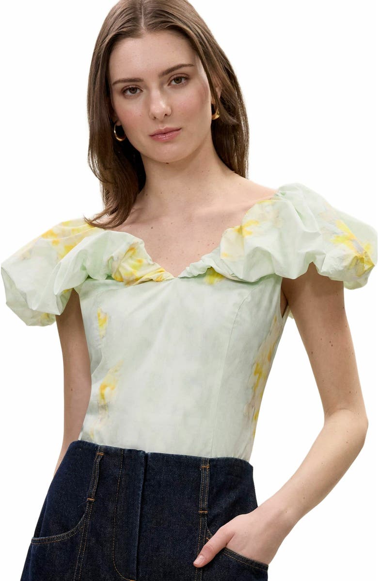 Rebecca Taylor Yara Poplin Top, Alternate, color, Sage Combo