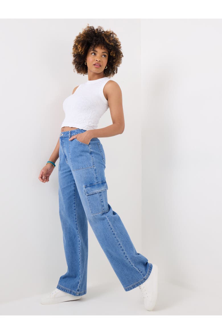 Denim Cargo Pants, Alternate, color, LIGHT BLUE