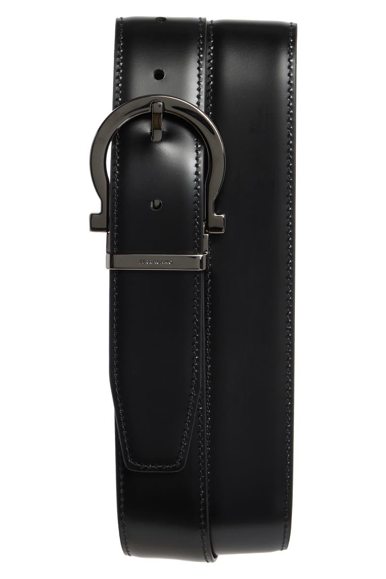 Gancio Reversible Leather Belt, Alternate, color, MORO NERO