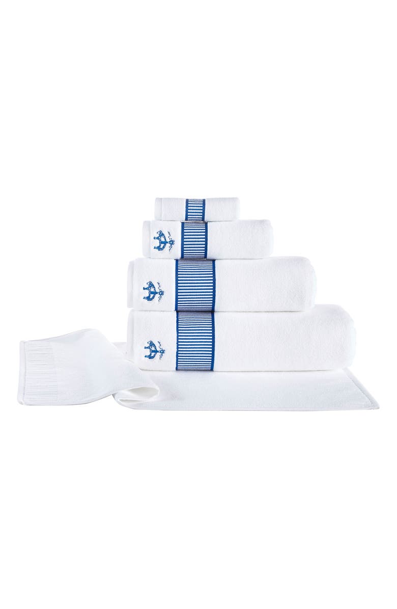 Brooks Brothers Fancy Border Turkish Cotton Bath Sheet, Alternate, color, Royal Blue