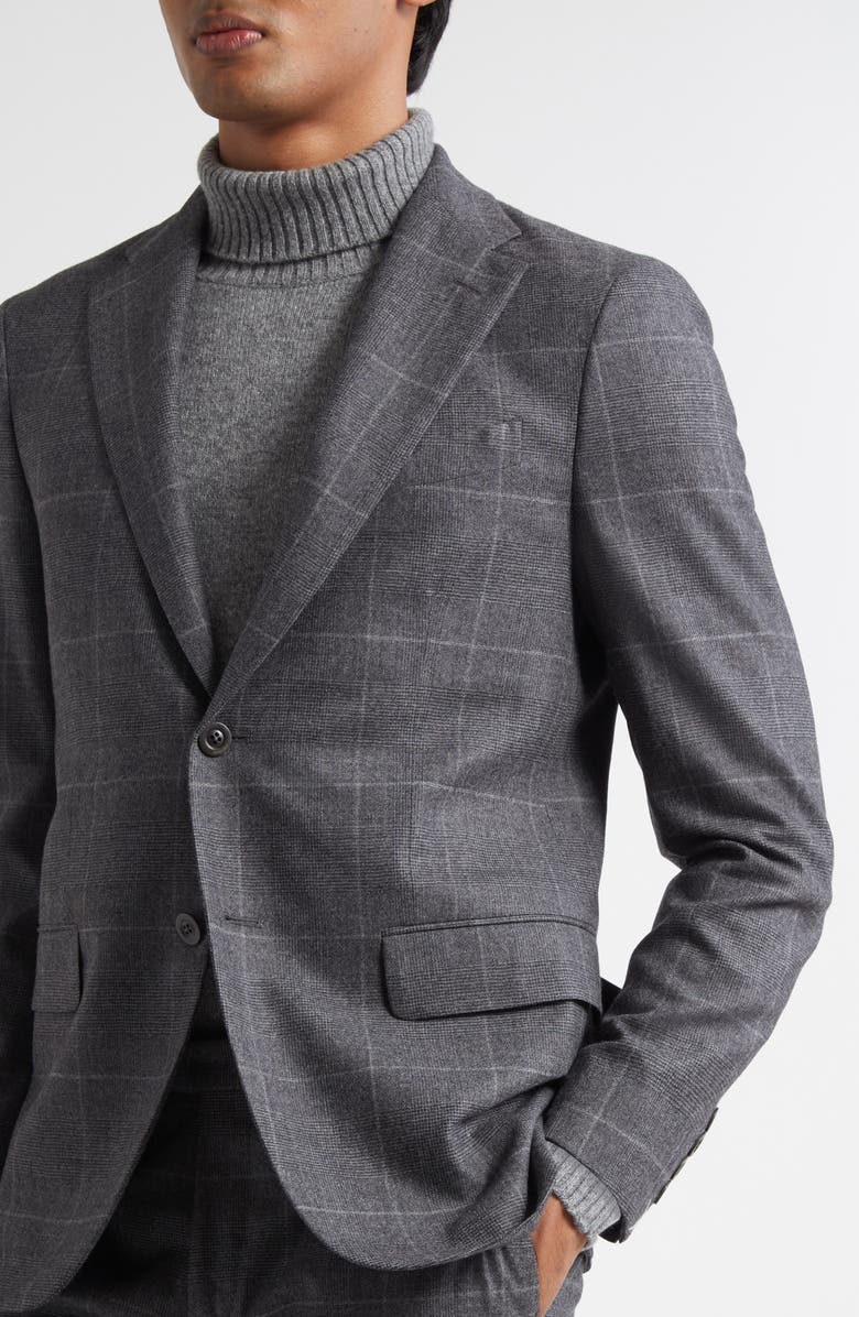 Boglioli B-Line Windowpane Check Virgin Wool Suit, Alternate, color, Grey