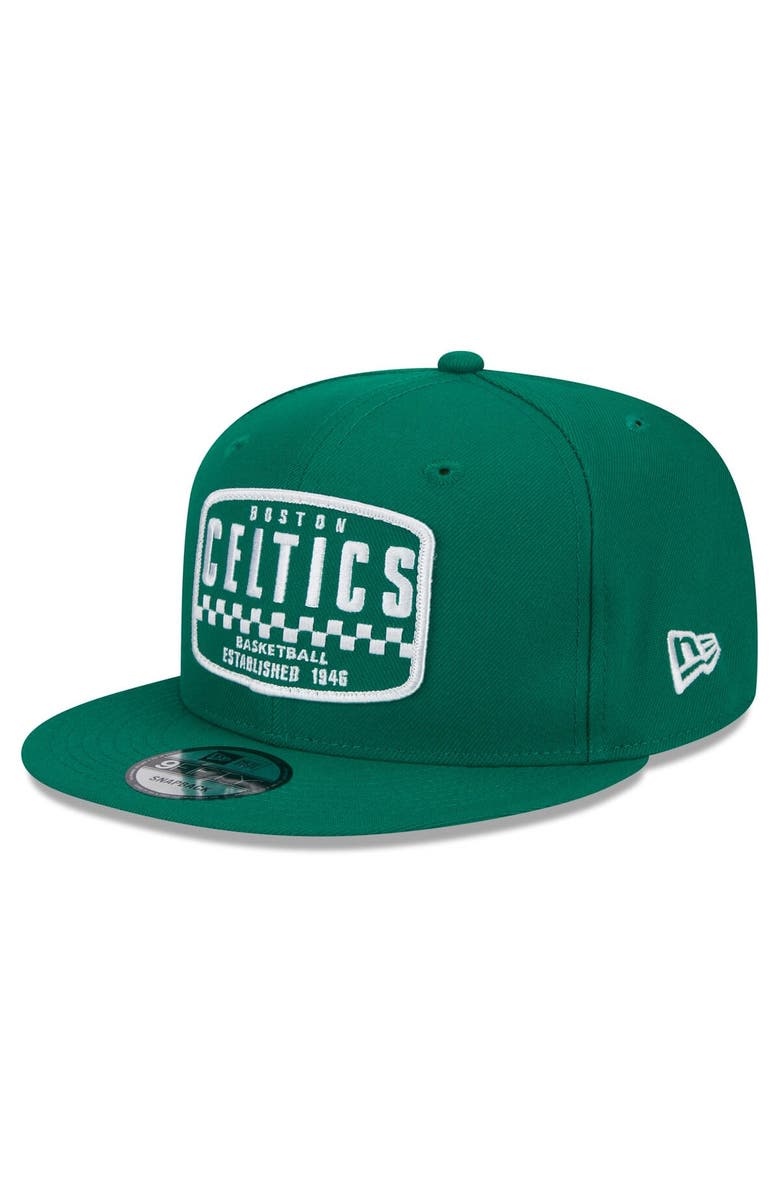 New Era Men's New Era Kelly Green Boston Celtics  Rally Drive Finish Line Patch 9FIFTY Snapback Hat, Alternate, color, 
