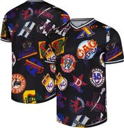 STITCHES Men's Stitches Black Negro League Baseball Allover Print V-Neck Baseball Jersey