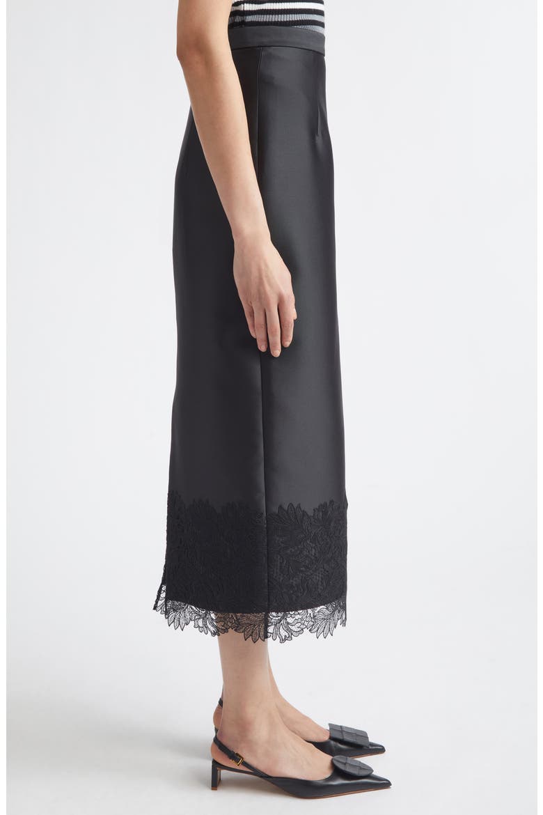 Winny Lace Trim Cloqué Pencil Skirt, Alternate, color, BLACK