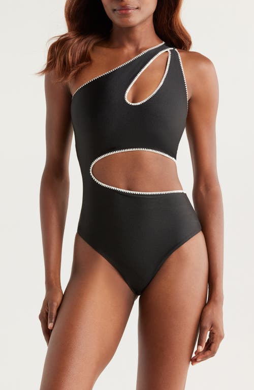 BOAMAR Etro Asymmetric Cutout One-Piece Swimsuit in Black White 