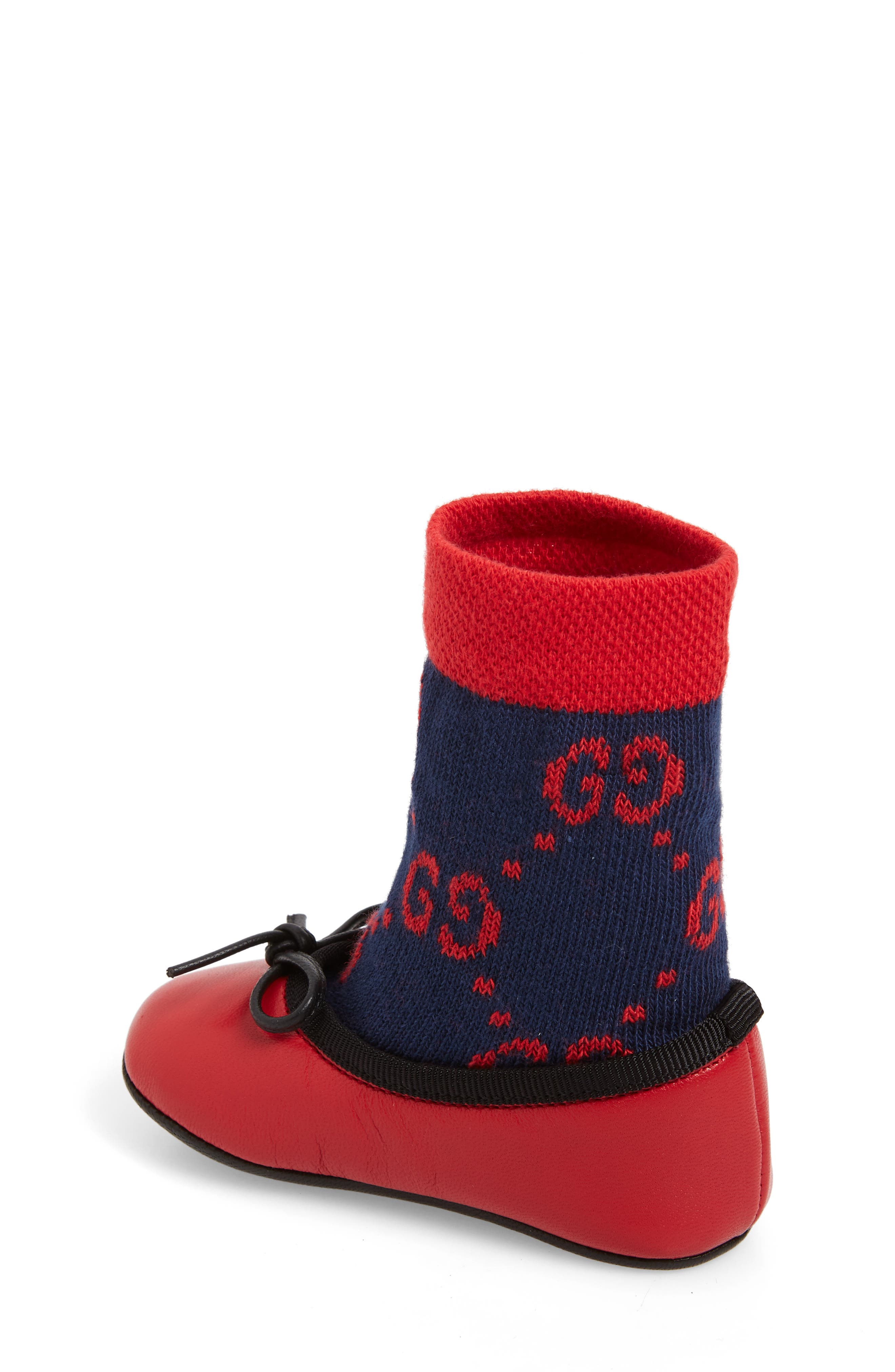 Gucci Felicie Logo Sock Ballet Flat, Alternate, color, 