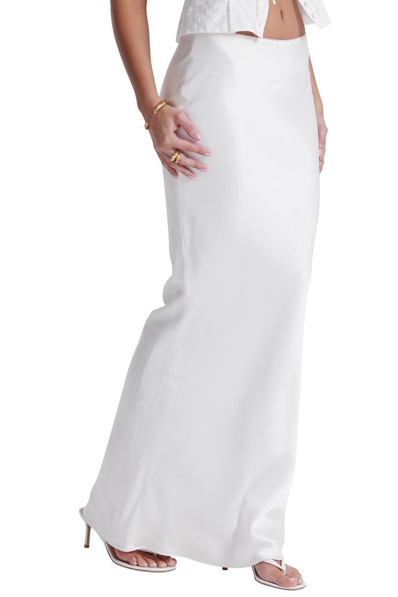 Sydel Bias Cut Satin Maxi Skirt, Alternate, color, WHITE