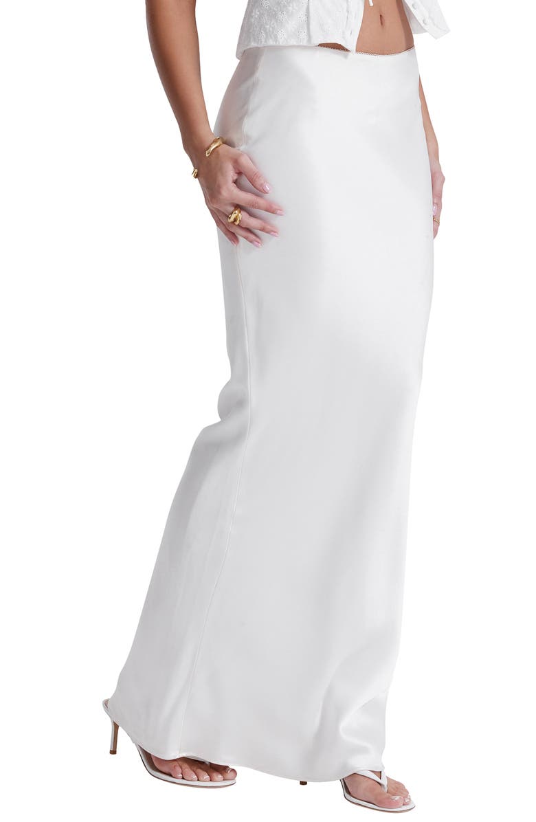HOUSE OF CB Sydel Bias Cut Satin Maxi Skirt, Alternate, color, White