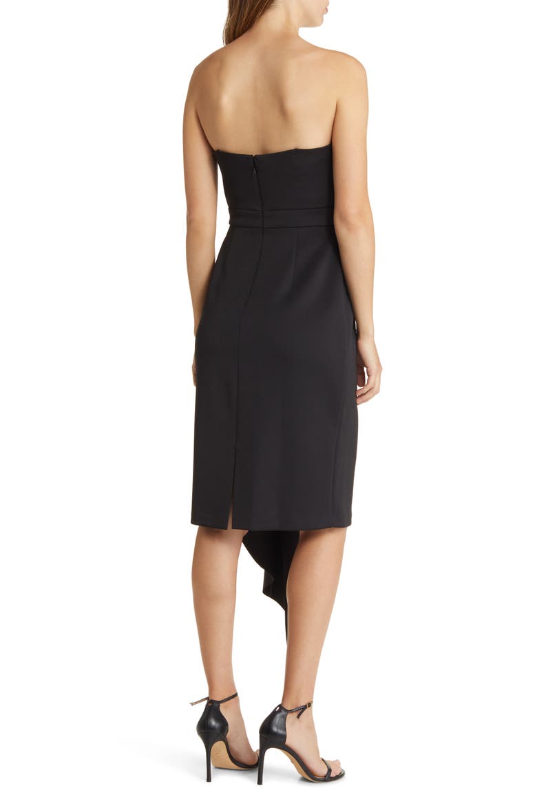 Strapless Scuba Crepe Cocktail Dress, Alternate, color, BLACK