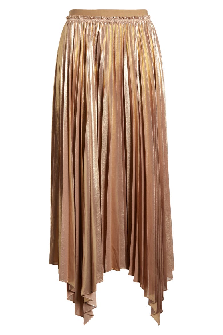 Nattiee Pleated Handkerchief Hem Skirt, Alternate, color, TAN