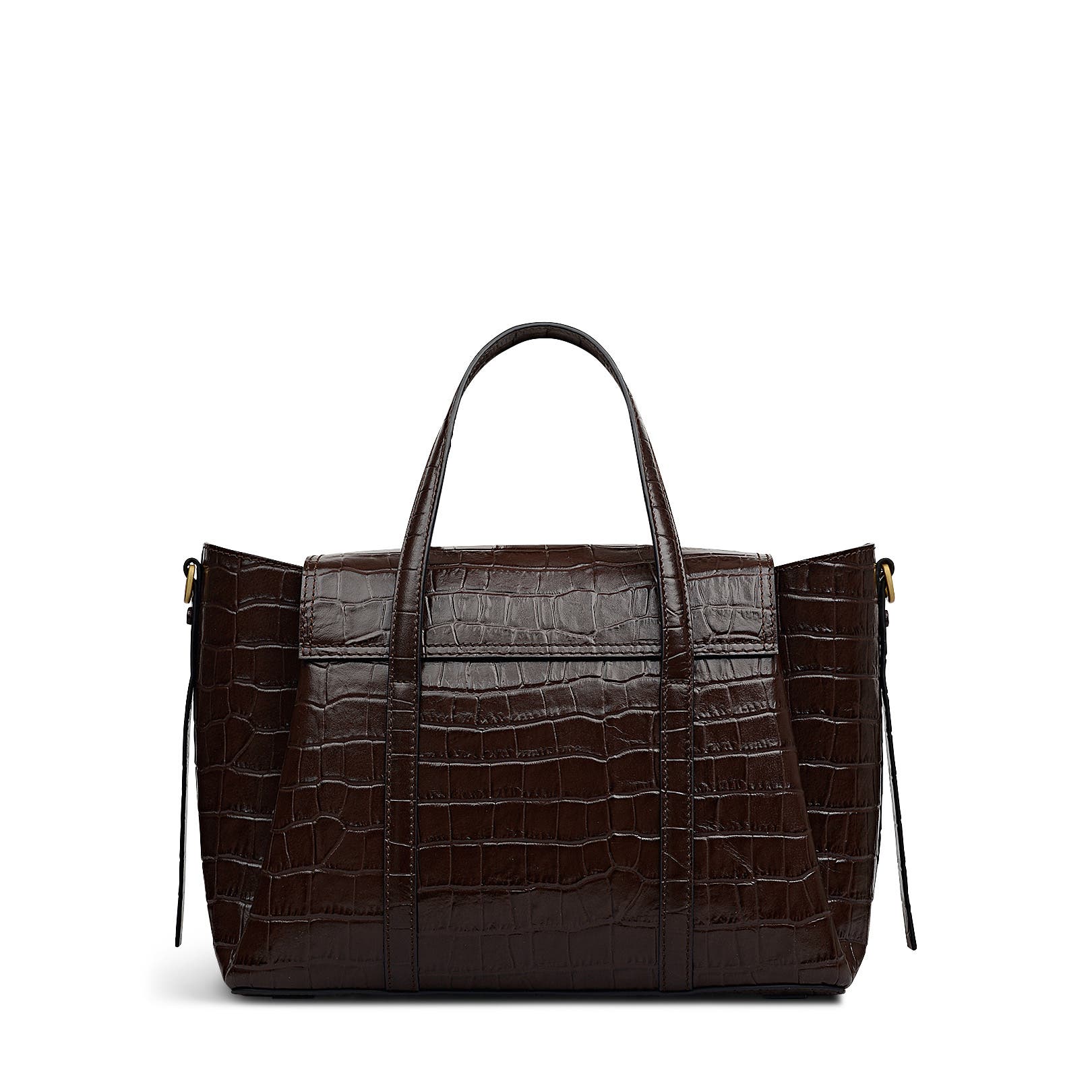 Radley The Chancery - Faux Croc Medium Flapover Satchel Bag, Alternate, color, Dark Oak