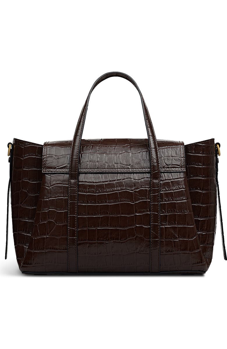 Radley The Chancery - Faux Croc Medium Flapover Satchel Bag, Alternate, color, Dark Oak