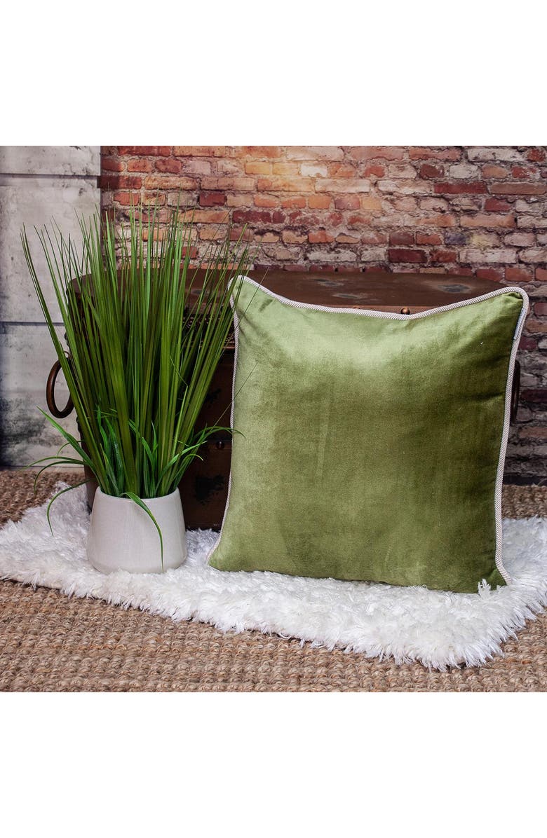 PARKLAND COLLECTION Maia Transitional Olive Throw Pillow, Alternate, color, Olive