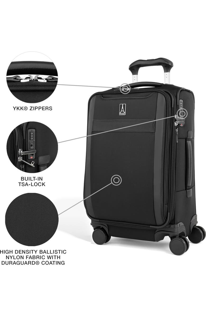TRAVELPRO Versapack + Lightweight Softside Expandable 21" Carry On Spinner Luggage, Alternate, color, Black