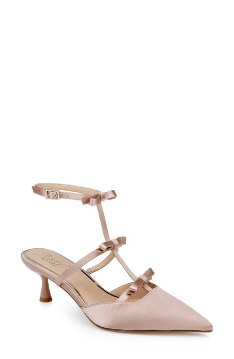 Elisabetta Ankle Strap Pointed Toe Kitten Heel Pump (Women)