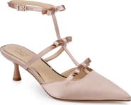 Jewel Badgley Mischka Elisabetta Ankle Strap Pointed Toe Kitten Heel Pump