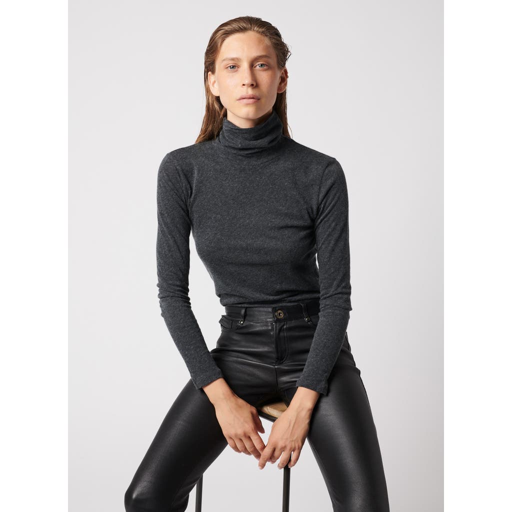 Majestic Filatures Cotton Cashmere Long Sleeve Turtleneck in Anthracite Chine  product