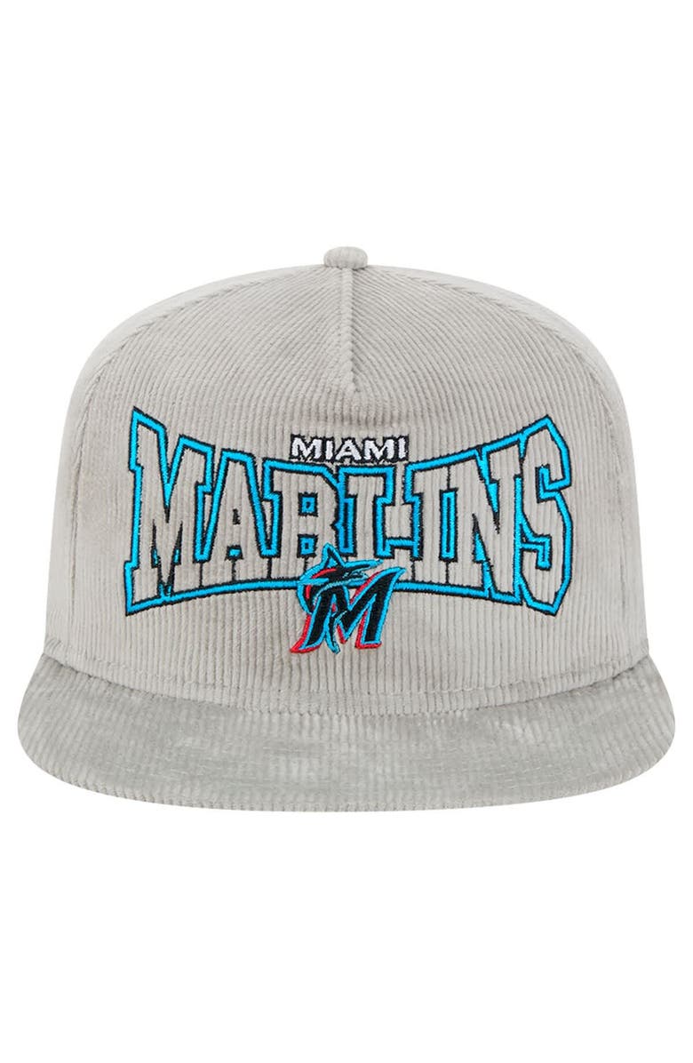 New Era Men's New Era Gray Miami Marlins Corduroy Golfer Snapback Hat, Alternate, color, Gray