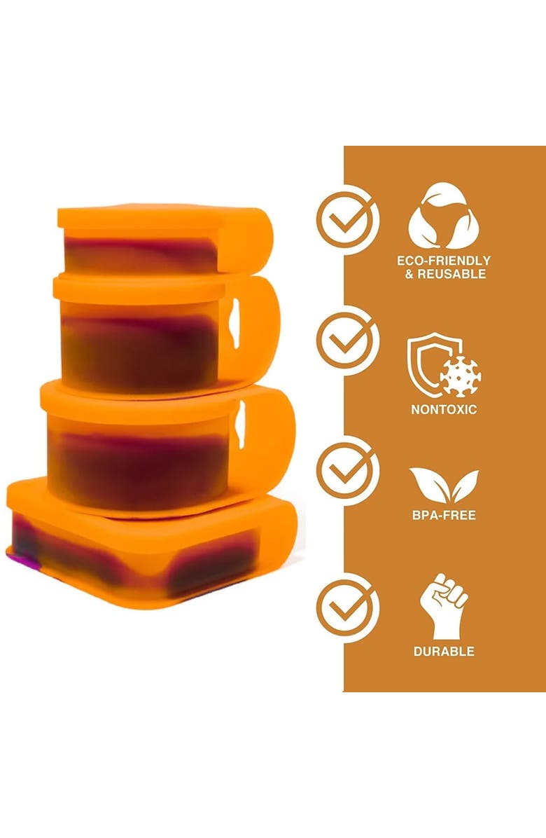 Silipint Silicone Go Go Bowls Set Of 4 Sizes 10, 20, 30 Oz, Alternate, color, Orange