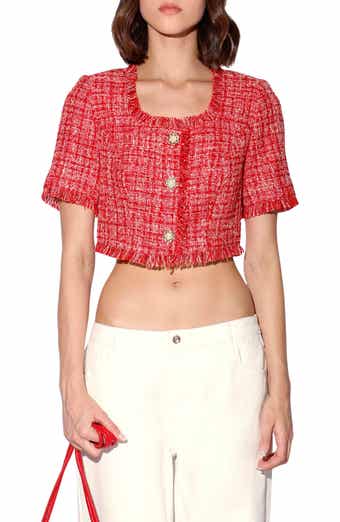 Rita Short Sleeve Cropped Tweed Top