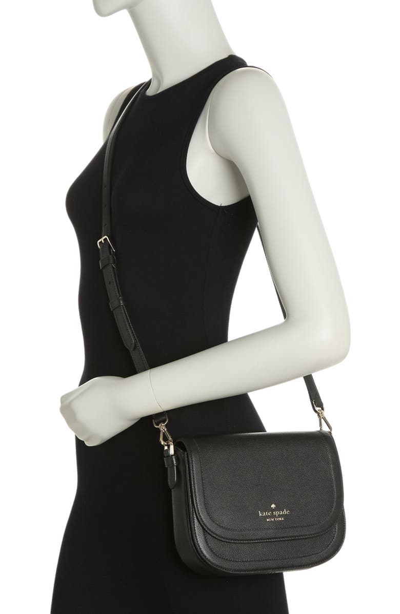 Kate Spade New York blake leather saddle bag, Alternate, color, Black