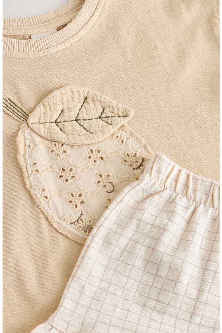 Kids' Lemon Appliqué T-Shirt & Frill Shorts Set, Alternate, color, IVORY YELLOW