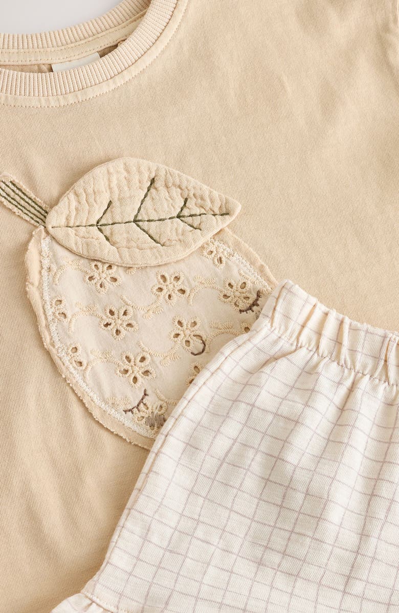 NEXT Kids' Lemon Appliqué T-Shirt & Frill Shorts Set, Alternate, color, Ivory Yellow