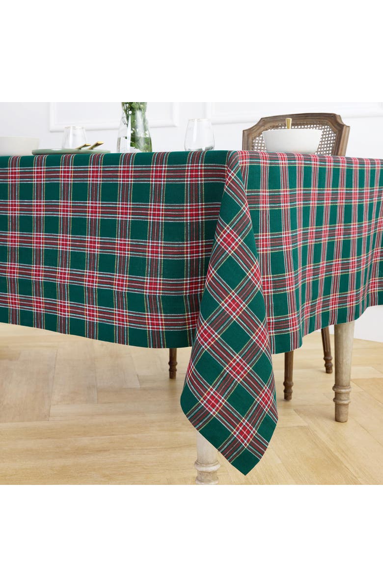 Solino Home Linen Tablecloth - Green Tartan Plaid, Alternate, color, Green