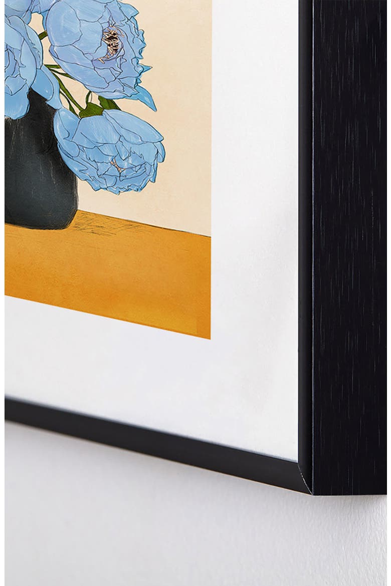 Bouquet Gift Blue Framed Art Print, Alternate, color, CREAM