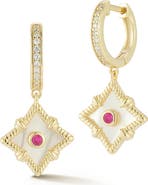 SPHERA MILANO Mother of Pearl Charm Huggie Hoop Earrings